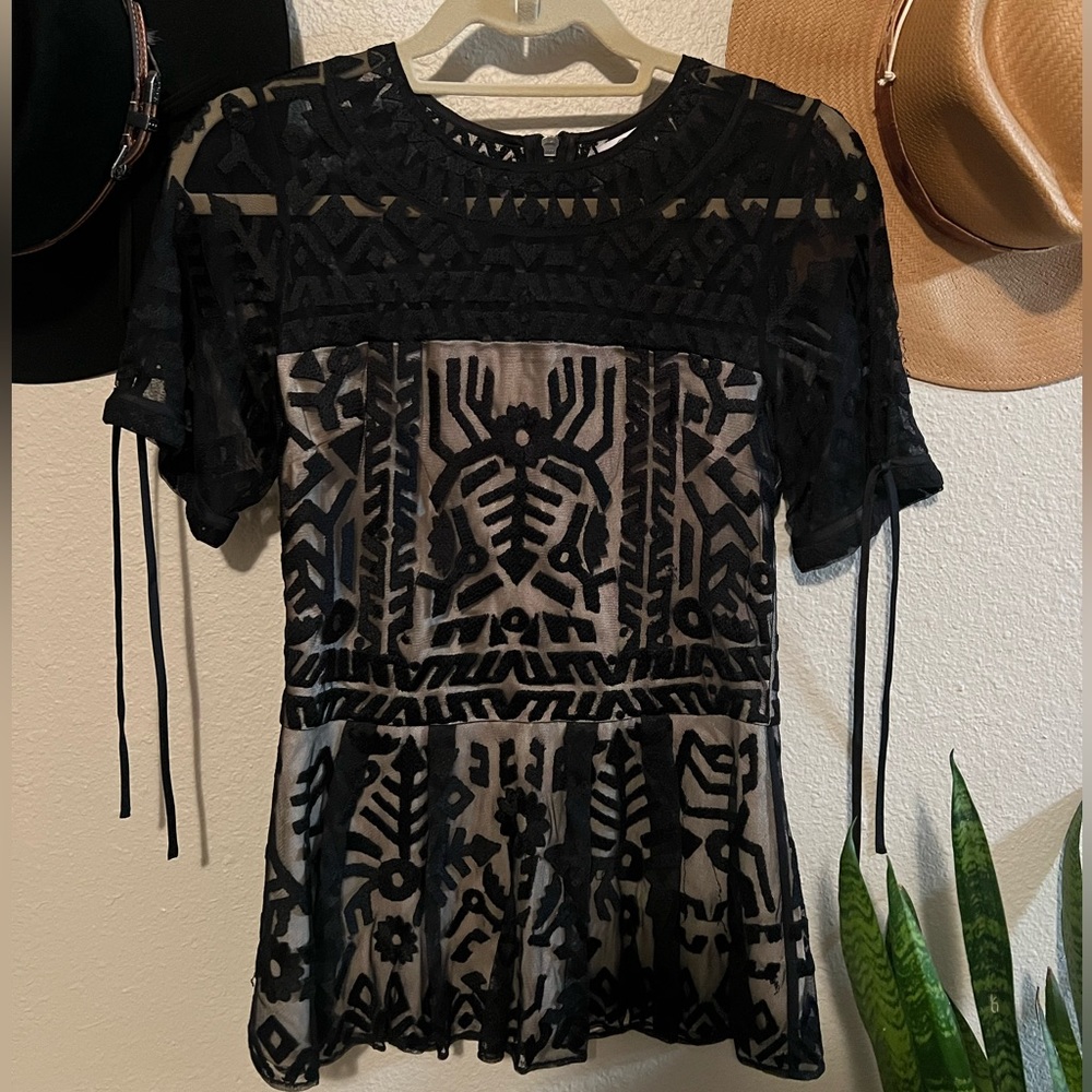 Parker Shannon Geometric Mesh Shirt